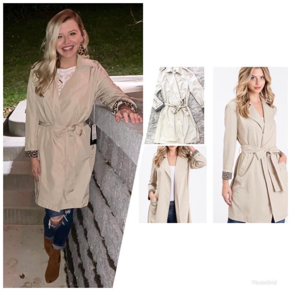 Taupe Animal Cuff Twill Long Jacket